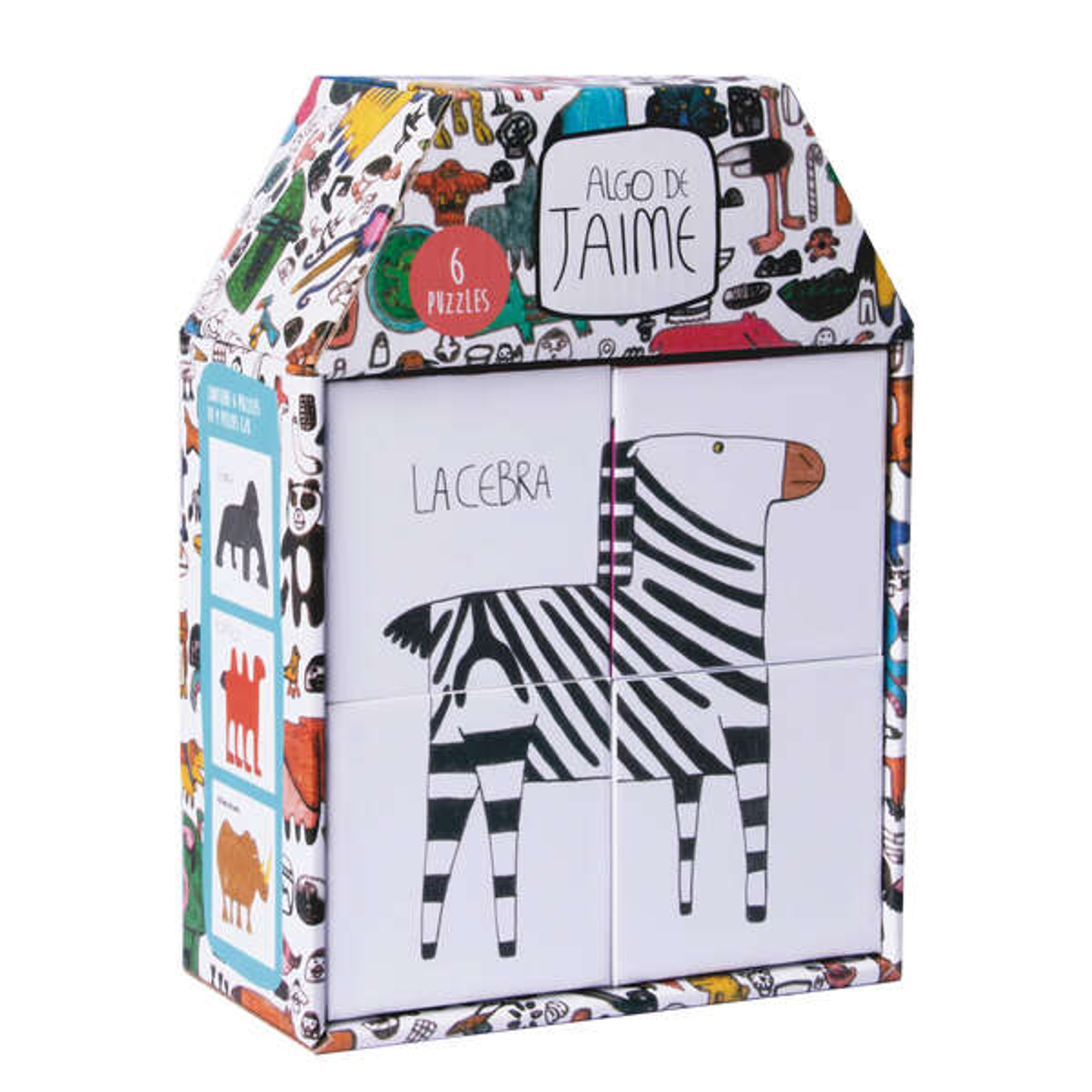 Apli Rompecabezas Infantil de 4 Cubos - Diseños de Animales - Medida 7x7cm - Desarrollo de Habilidades - Ilustrado por Jaime con Autismo - Colorido 1