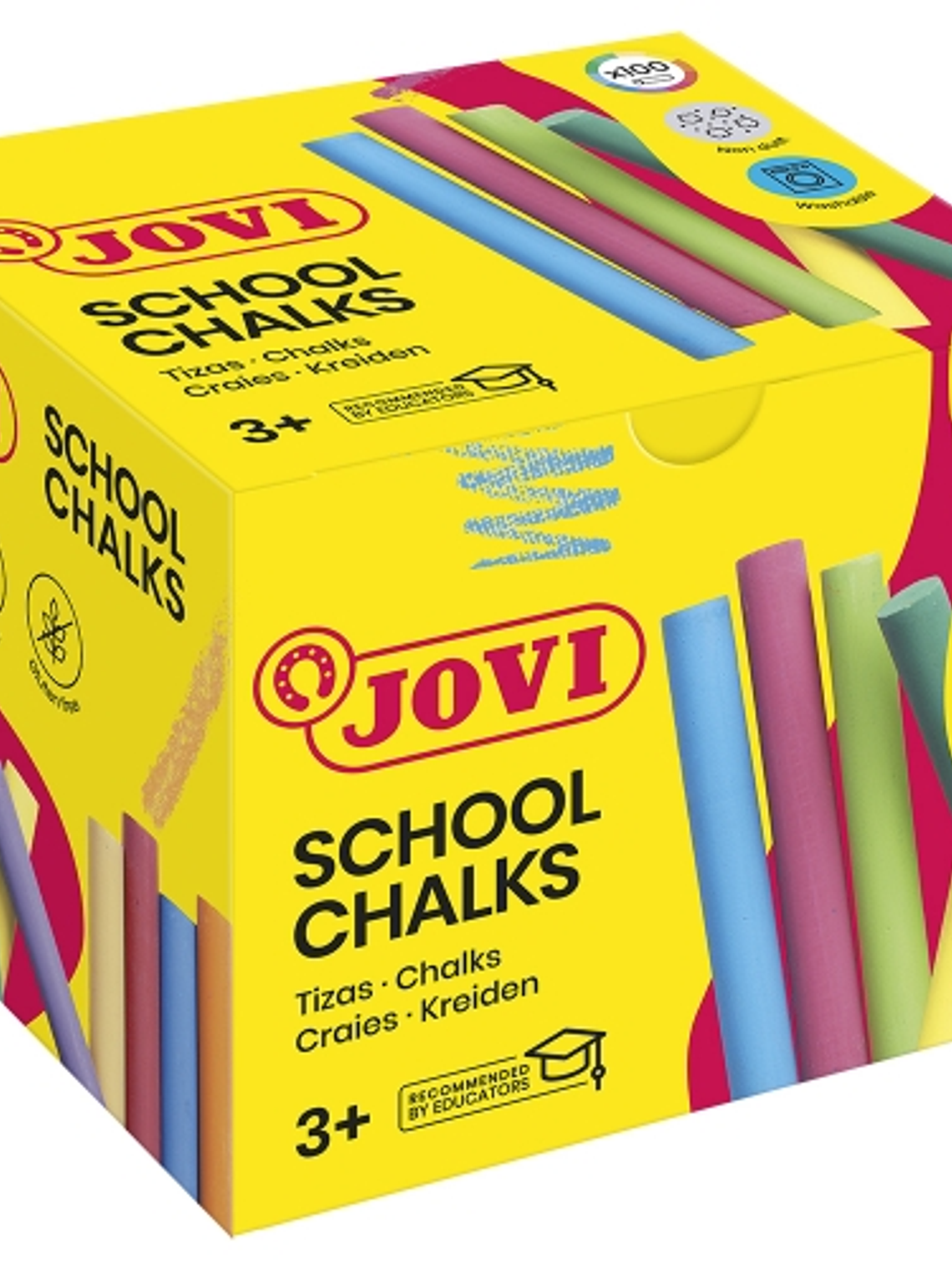 Jovi Classcolor Caja de 100 Tizas Antipolvo - Especiales para Dibujar en El Suelo - Ideales para Juegos y Murales en Asfalto - Facil Eliminacion con A 1