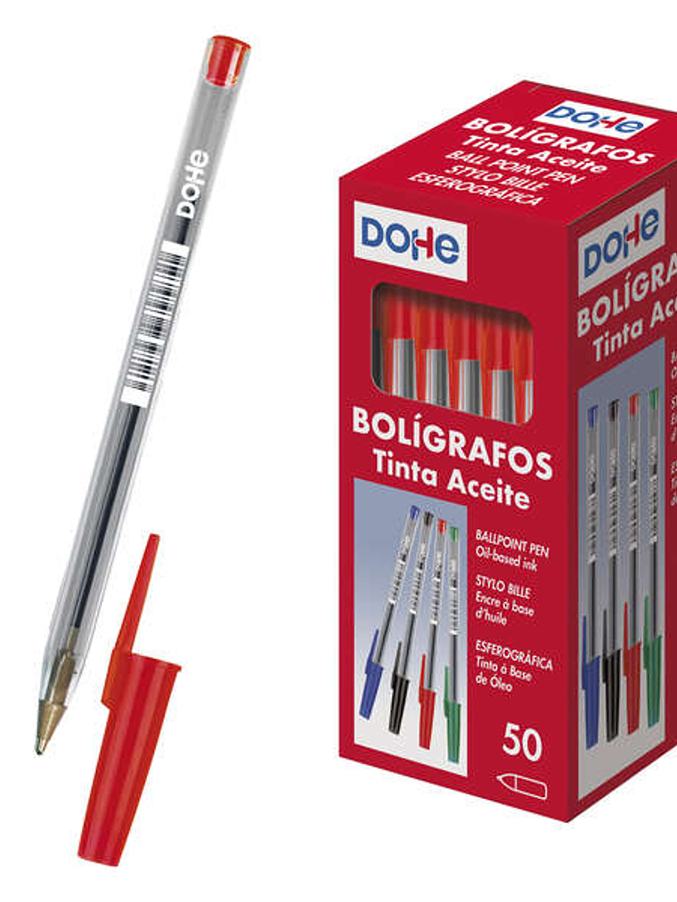 Dohe Boligrafos de Tinta a Base de Aceite - Punta de Bola de 1mm - Trazo de 0.4mm - Cuerpo Transparente y Capucha Ventilada 1