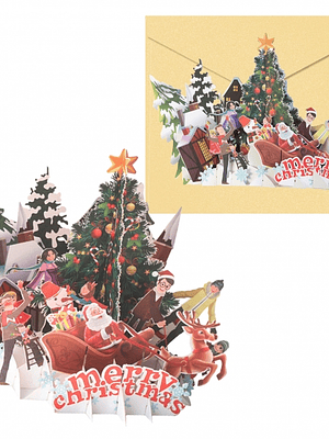 Dohe Village Tarjeta 3D de Felicitacion Navideña con Sobre - Tamaño 15x17,5cm - Impresas a todo Color