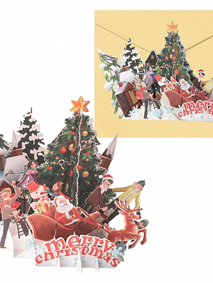 Dohe Village Tarjeta 3D de Felicitacion Navideña con Sobre - Tamaño 15x17,5cm - Impresas a todo Color