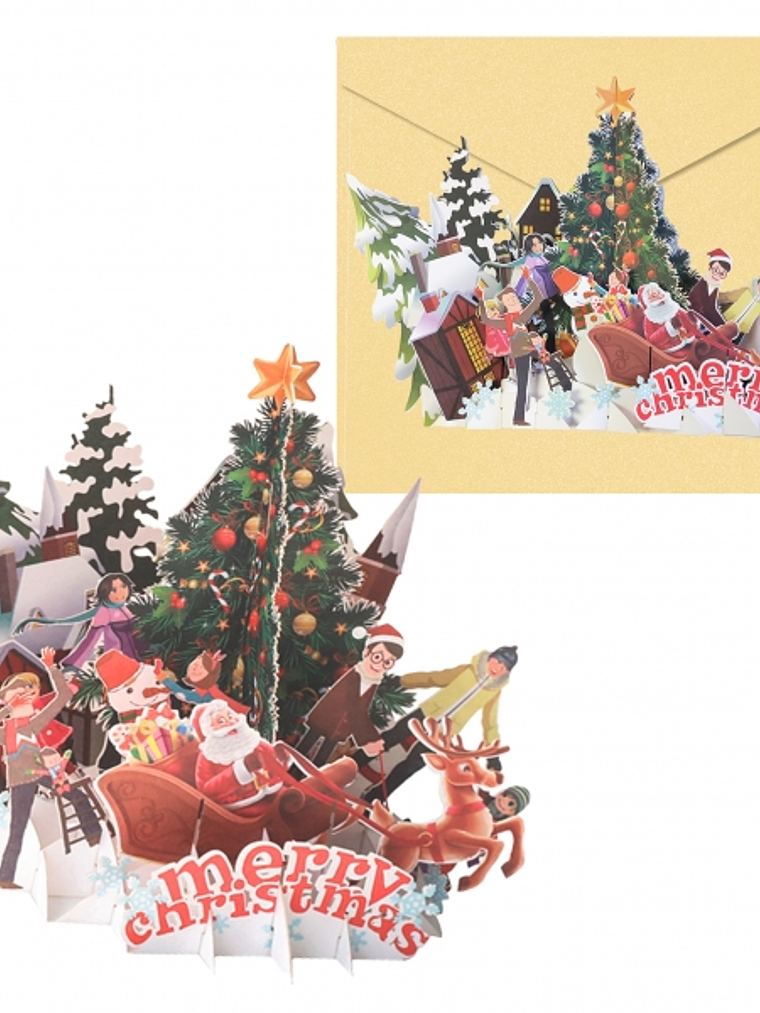 Dohe Village Tarjeta 3D de Felicitacion Navideña con Sobre - Tamaño 15x17,5cm - Impresas a todo Color 1