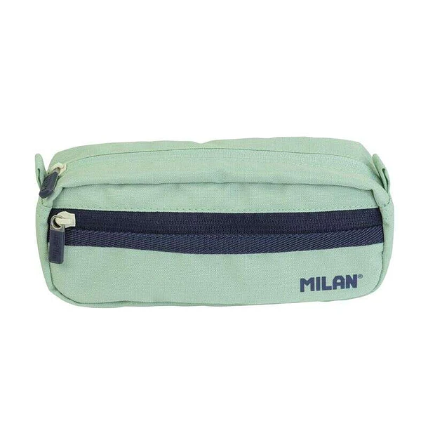 Milan Serie 1918 Estuche Portatodo Rectangular 2 Compartimentos - Tejido Resistente a las Roturas y Rasgaduras - Medidas 21x8,5x6,1cm - Color Verde