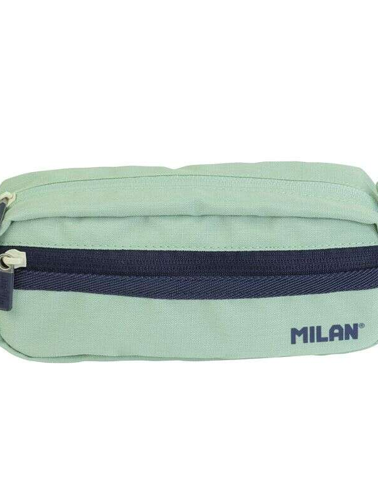 Milan Serie 1918 Estuche Portatodo Rectangular 2 Compartimentos - Tejido Resistente a las Roturas y Rasgaduras - Medidas 21x8,5x6,1cm - Color Verde 1