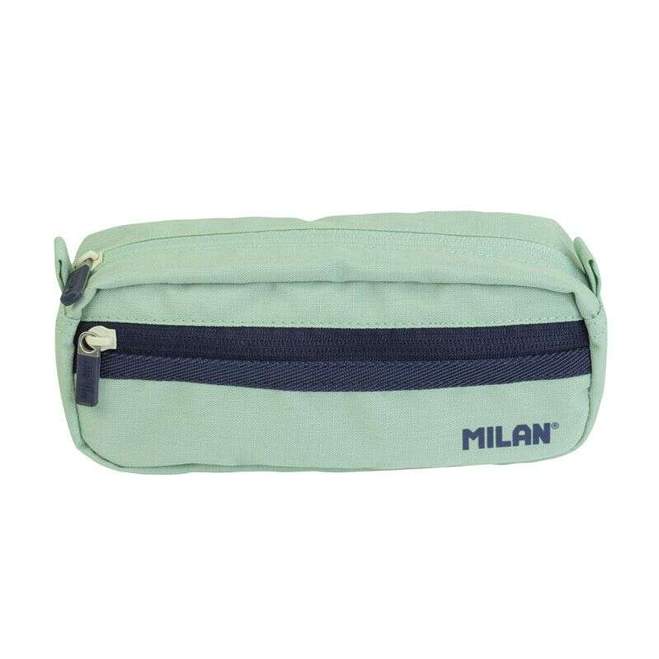 Milan Serie 1918 Estuche Portatodo Rectangular 2 Compartimentos - Tejido Resistente a las Roturas y Rasgaduras - Medidas 21x8,5x6,1cm - Color Verde 1
