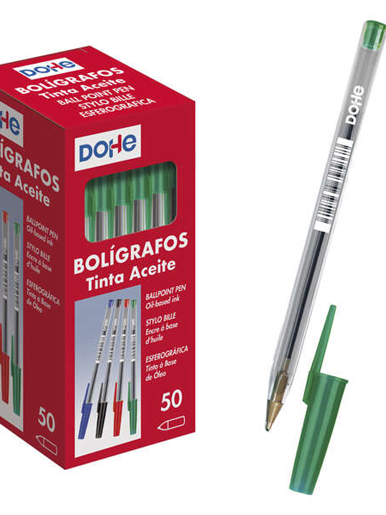 Dohe Boligrafos de Tinta a Base de Aceite - Punta de Bola Metalica de 1mm - Trazo de 0.4mm - Cuerpo Transparente con Capucha Ventilada 1