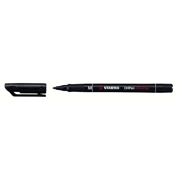 Stabilo OHPen Rotulador Permanente - Punta Media - Trazo de 1mm - Agarre Antideslizante - Tapon Ventilado - Color Negro