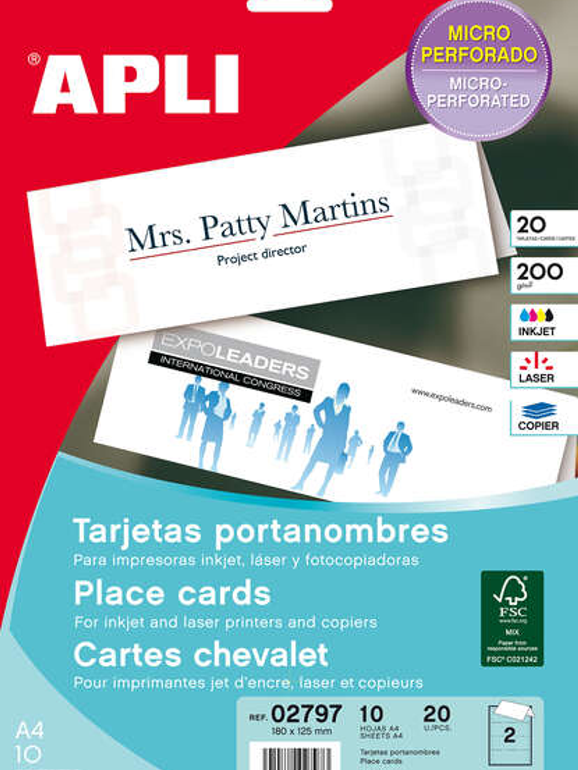 Apli Tarjetas Portanombres Microperforadas 200g 10 Hojas 1