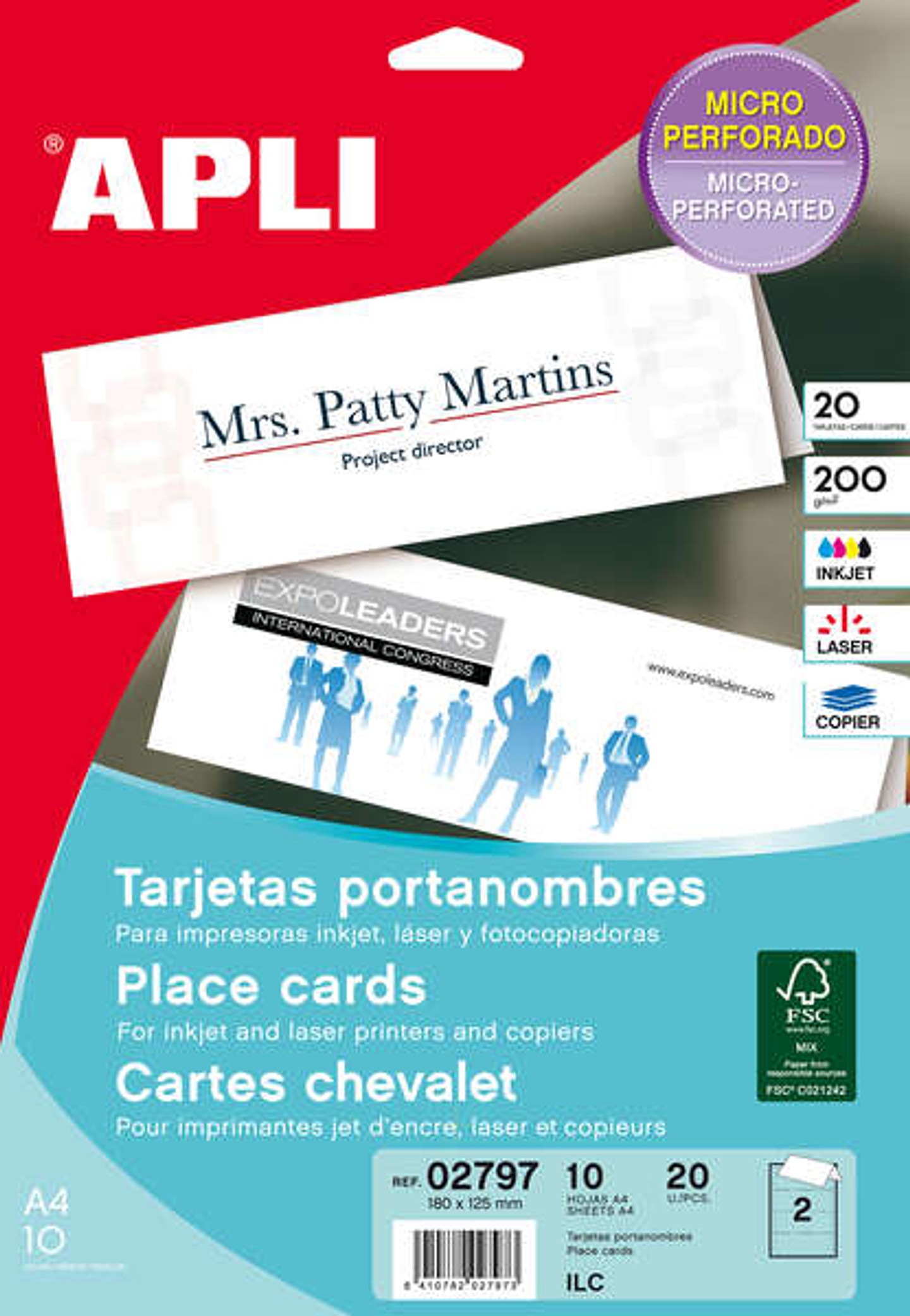 Apli Tarjetas Portanombres Microperforadas 200g 10 Hojas 1