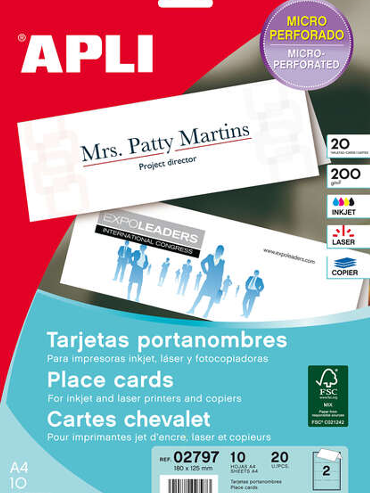 Apli Tarjetas Portanombres Microperforadas 200g 10 Hojas 1