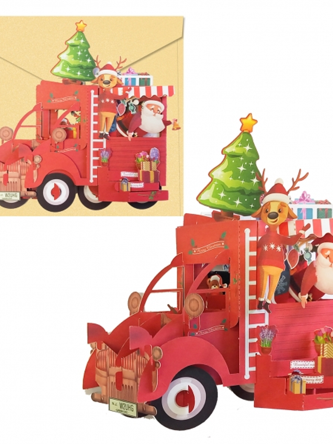 Dohe Truck Tarjeta 3D de Felicitacion Navideña con Sobre - Tamaño 14.5x11cm - Impresas a todo Color 1