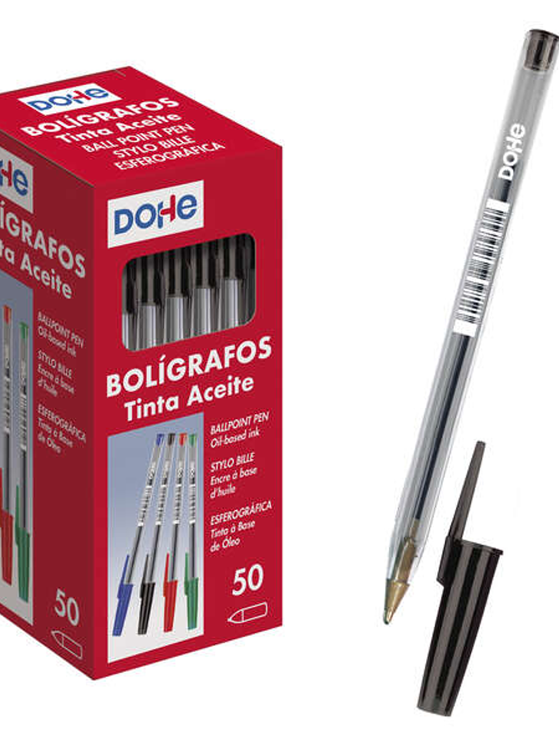 Dohe Boligrafos de Tinta a Base de Aceite - Punta de Bola Metalica de 1mm - Trazo de 0.4mm - Cuerpo Transparente y Capucha Ventilada 1