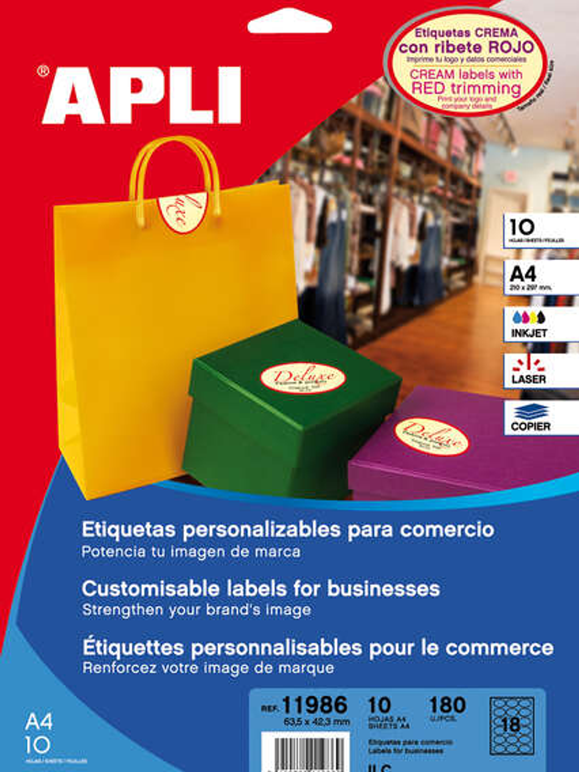 Apli Etiquetas Crema con Ribete Permanentes 63.5 x 42.3mm 10 Hojas 1