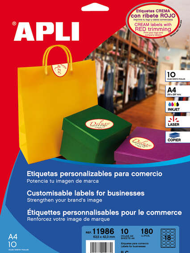 Apli Etiquetas Crema con Ribete Permanentes 63.5 x 42.3mm 10 Hojas 1