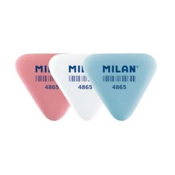 Milan 4865 Goma de Borrar Triangular Flexible - Miga de Pan - Caucho Sintetico - Colores Surtidos