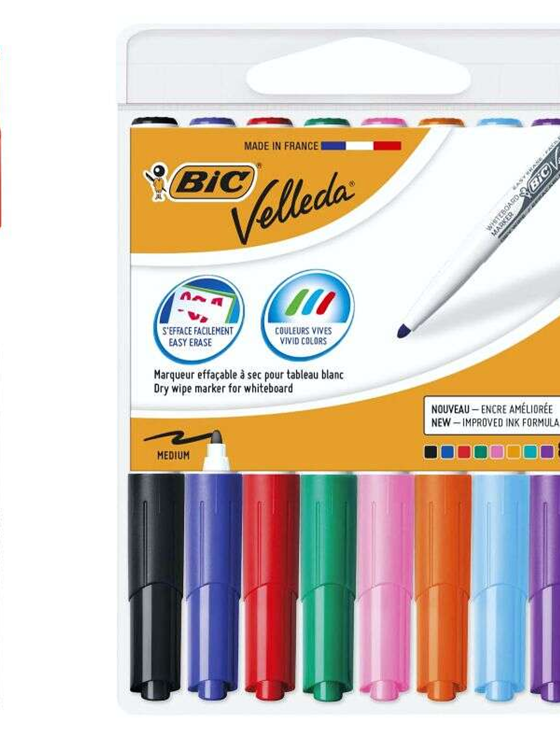 Bic Velleda 1741 Pack de 8 Rotuladores para Pizarra - Punta Media - Trazo de 1.4mm - Borrado Optimo - Colores Surtidos 1
