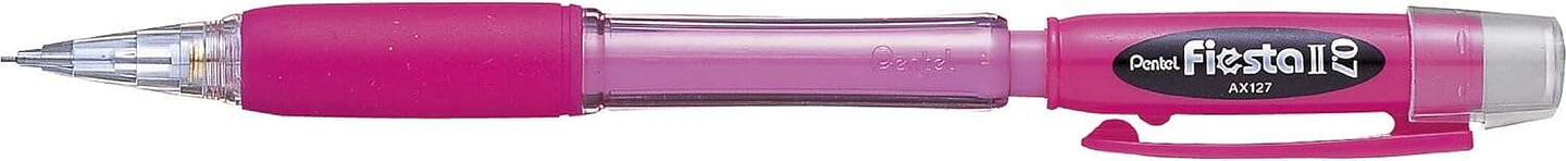 Pentel Fiesta II Portaminas HB 0.7mm con Goma - Incluye 2 Recargas - Grip de Goma - Diseño Ergonomico - Color Rosa 1