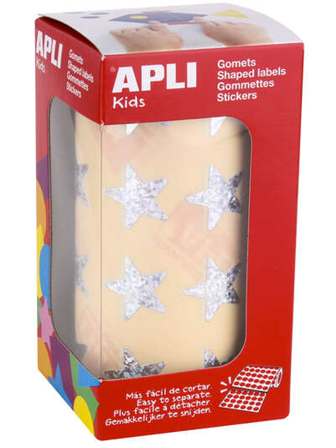 Apli Gomets Estrella Holograficos 19.5mm - 1416 Unidades por Rollo - Ideal para Actividades Infantiles - Cumple Normas de Calidad y Seguridad 1