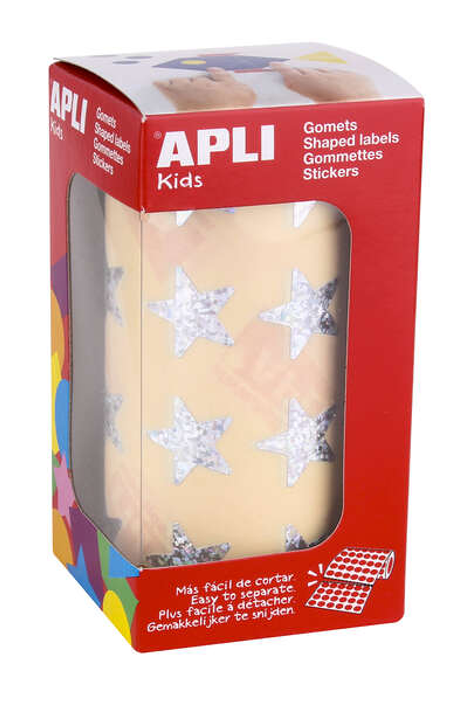 Apli Gomets Estrella Holograficos 19.5mm - 1416 Unidades por Rollo - Ideal para Actividades Infantiles - Cumple Normas de Calidad y Seguridad 1