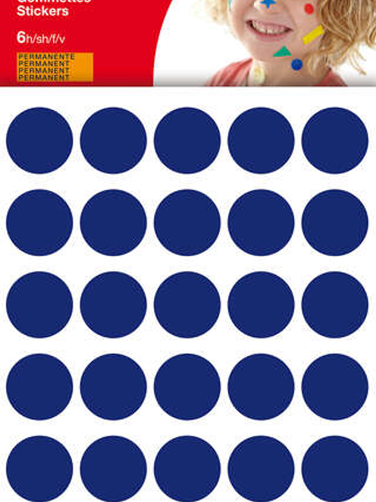 Apli Bolsa de 180 Gomets Redondos Ø 20mm - Adhesivo Permanente - Desarrollo de Habilidades y Creatividad - Ideal para Escuelas Infantiles - Color Azul 1