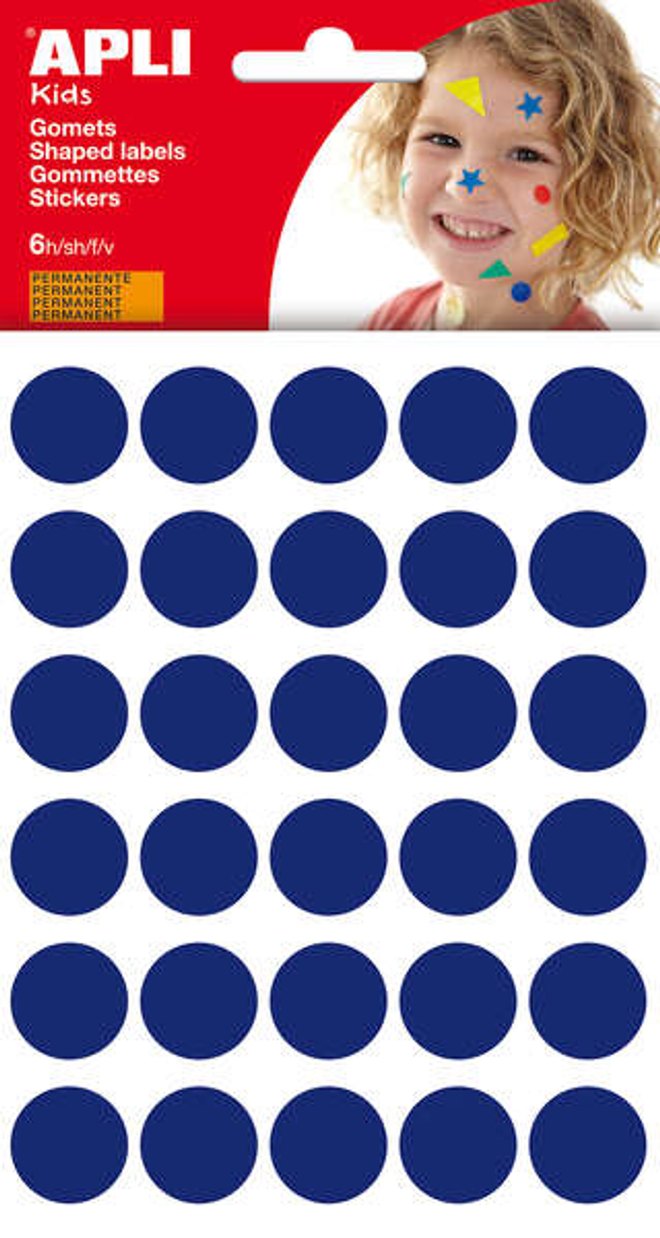 Apli Bolsa de 180 Gomets Redondos Ø 20mm - Adhesivo Permanente - Desarrollo de Habilidades y Creatividad - Ideal para Escuelas Infantiles - Color Azul 1