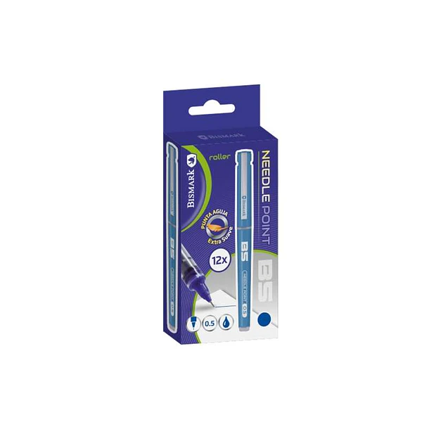Bismark Boligrafo Tinta Liquida Punta Aguja - Escritura Suave - Alta Precision - Color Azul