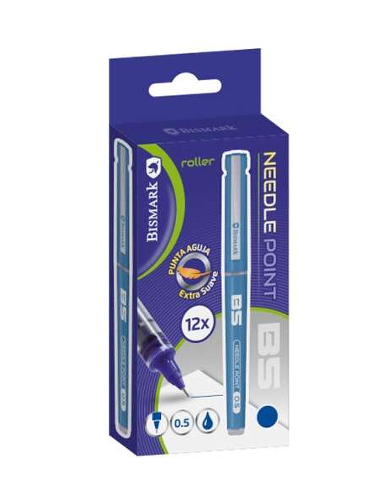Bismark Boligrafo Tinta Liquida Punta Aguja - Escritura Suave - Alta Precision - Color Azul 1