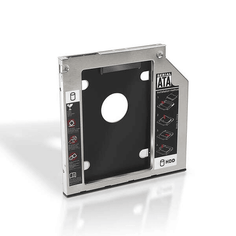 Aisens Adaptador Disco Duro de 7.0 mm para Unidad Optica Portatil de 9.5 mm - Instalar un Segundo Disco Duro 2.5" o SSD en un Portatil - Color Plata