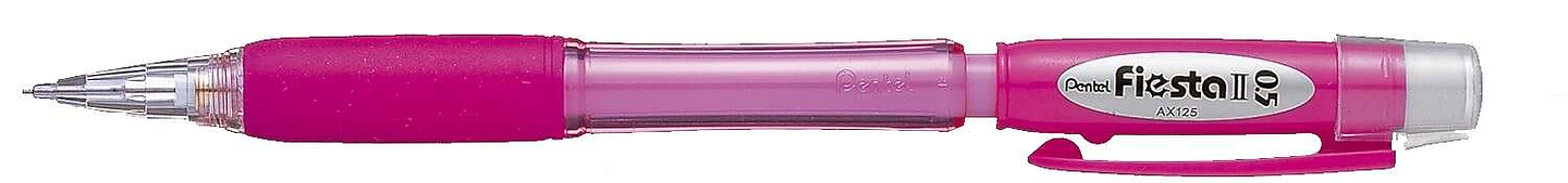 Pentel Fiesta II Portaminas HB 0.5mm con Goma - Incluye 2 Recargas - Grip de Goma - Diseño Ergonomico - Color Rosa 1