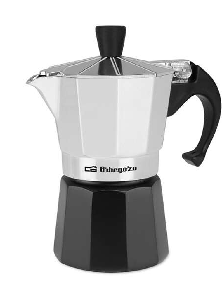 Orbegozo KFM 230 Cafetera de Aluminio para Dos Tazas - Prepara tu Cafe Favorito en Minutos con Seguridad y Comodidad - Ergonomica - Facil de Limpiar y 1