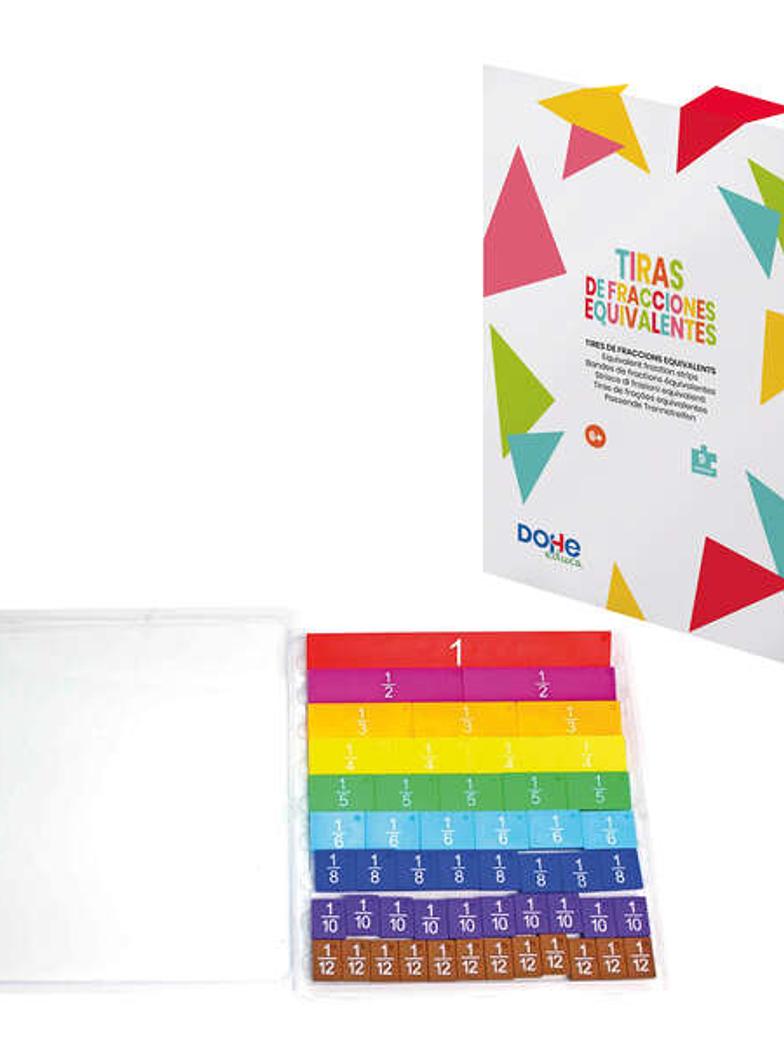 Dohe Tiras de Fracciones Equivalentes - Material de Carton Resistente - Incluye Tira de la Unidad y Fracciones hasta Duodecimos - Ideal para Comparar 1