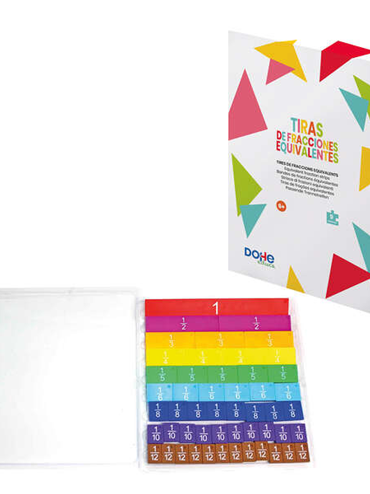 Dohe Tiras de Fracciones Equivalentes - Material de Carton Resistente - Incluye Tira de la Unidad y Fracciones hasta Duodecimos - Ideal para Comparar 1