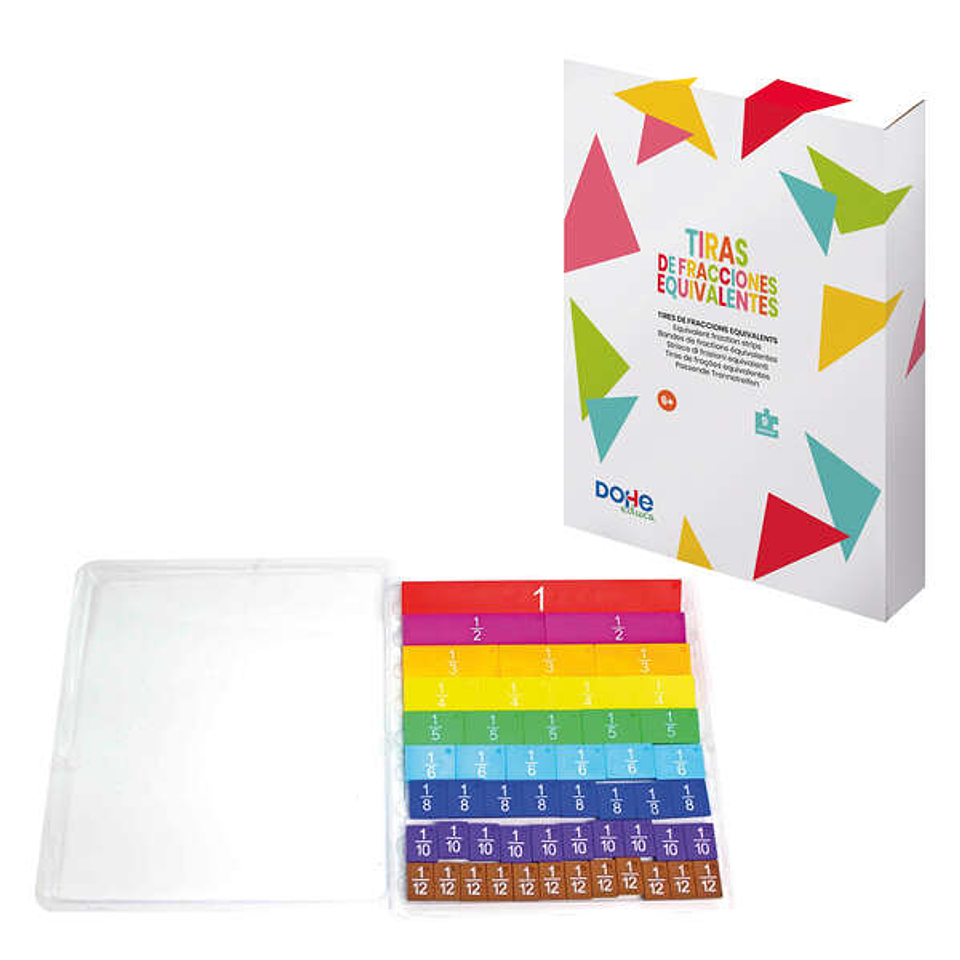 Dohe Tiras de Fracciones Equivalentes - Material de Carton Resistente - Incluye Tira de la Unidad y Fracciones hasta Duodecimos - Ideal para Comparar 1