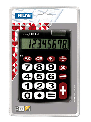 Milan Calculadora de Sobremesa 8 Digitos - Teclas Grandes - Tecla Rectificacion Entrada de Datos - Color Negro