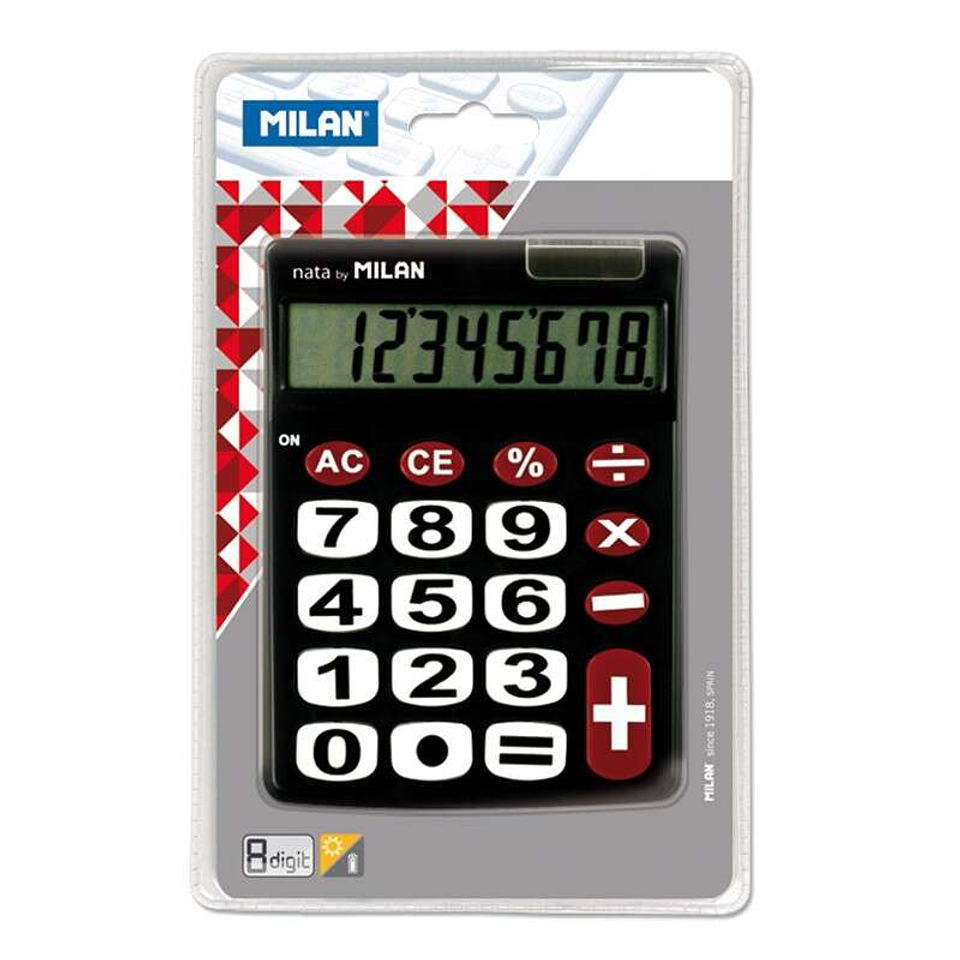 Milan Calculadora de Sobremesa 8 Digitos - Teclas Grandes - Tecla Rectificacion Entrada de Datos - Color Negro 1