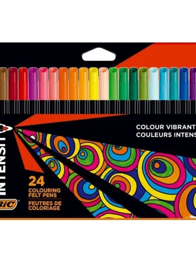 Bic Intensity Pack de 24 Rotuladores - Punta 0.9mm - Tinta con Base de Agua Lavable - Colores Surtidos 1