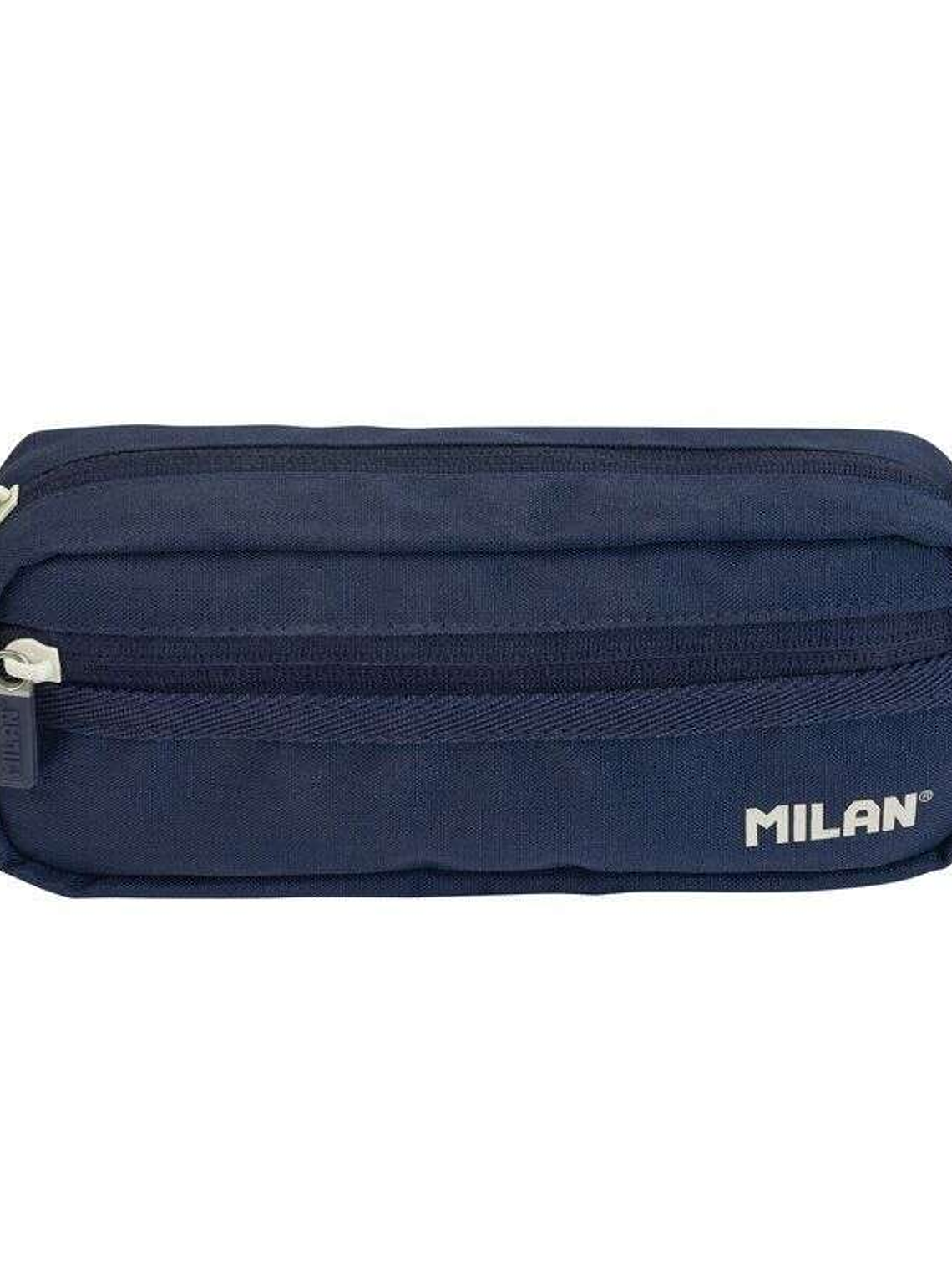 Milan Serie 1918 Estuche Portatodo Rectangular 2 Compartimentos - Tejido Resistente a las Roturas y Rasgaduras - Medidas 21x8,5x6,1cm - Color Azul Osc 1