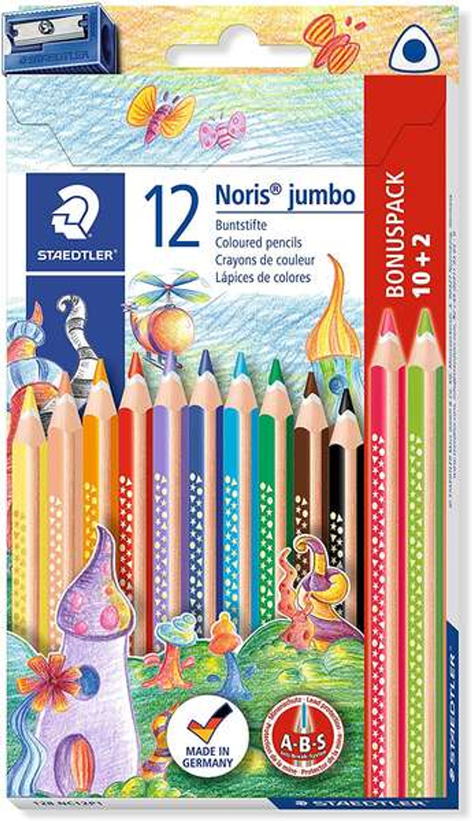 Staedtler Jumbo Noris 128 Pack de 12 Lapices Triangulares de Colores - Diseño Ergonomico - Colores Surtidos 1