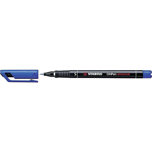 Stabilo OHPen Rotulador Permanente - Punta Superfina - Trazo de 0.4mm - Agarre Antideslizante - Tapon Ventilado - Color Azul