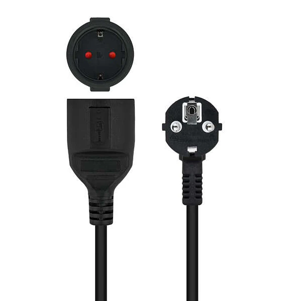 Nanocable Cable de Alimentacion Alargador CEE7 Acodado Macho a CEE7 Hembra 3m