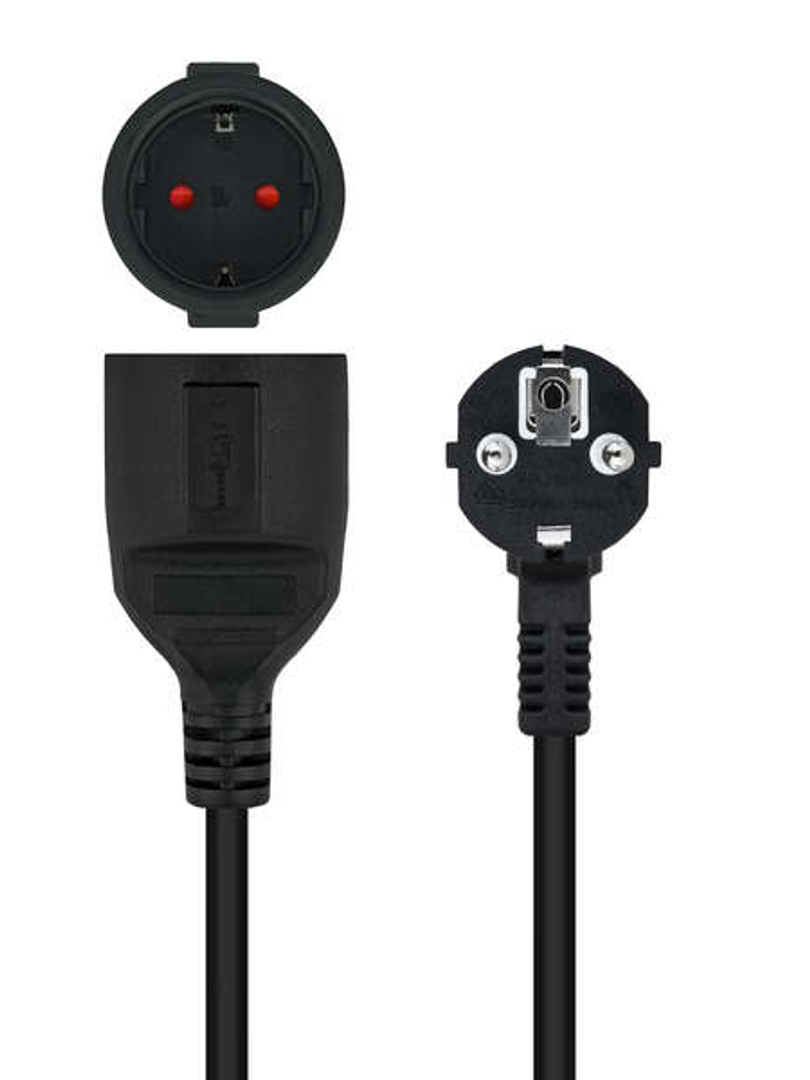 Nanocable Cable de Alimentacion Alargador CEE7 Acodado Macho a CEE7 Hembra 3m 1