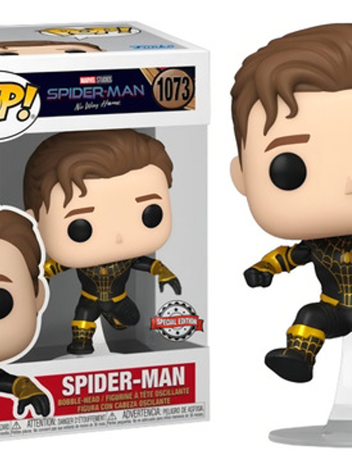 Funko Pop! Nwh - Spiderman Black And Gold Unmasked #1073 4