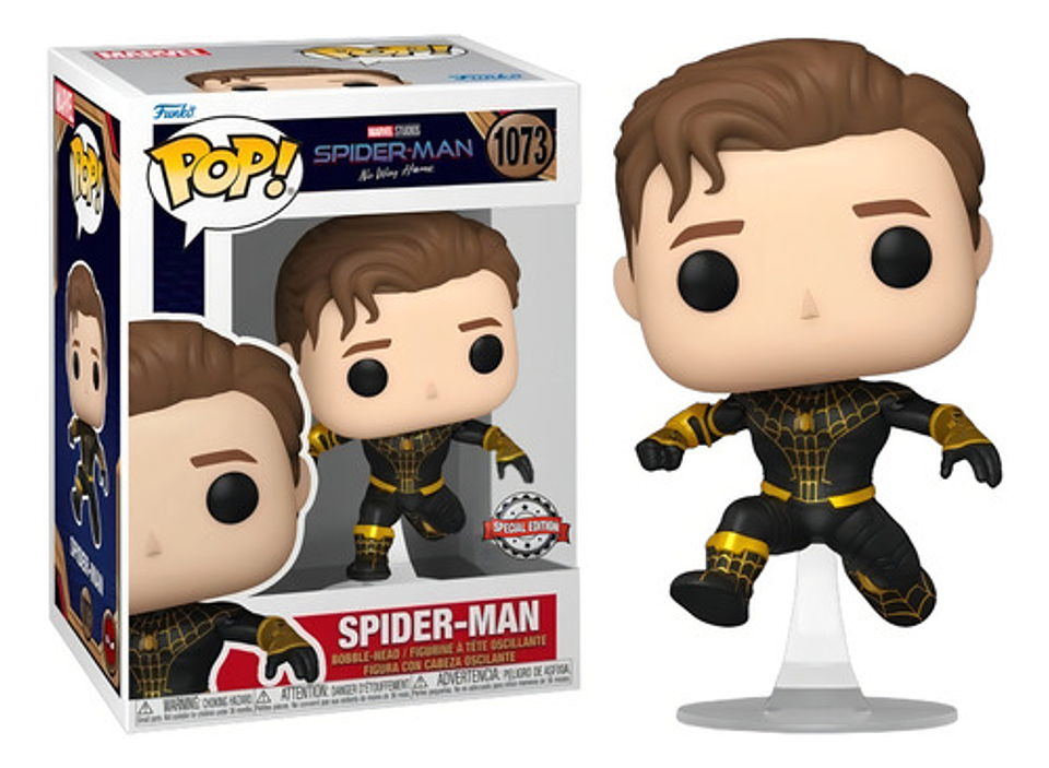 Funko Pop! Nwh - Spiderman Black And Gold Unmasked #1073 4