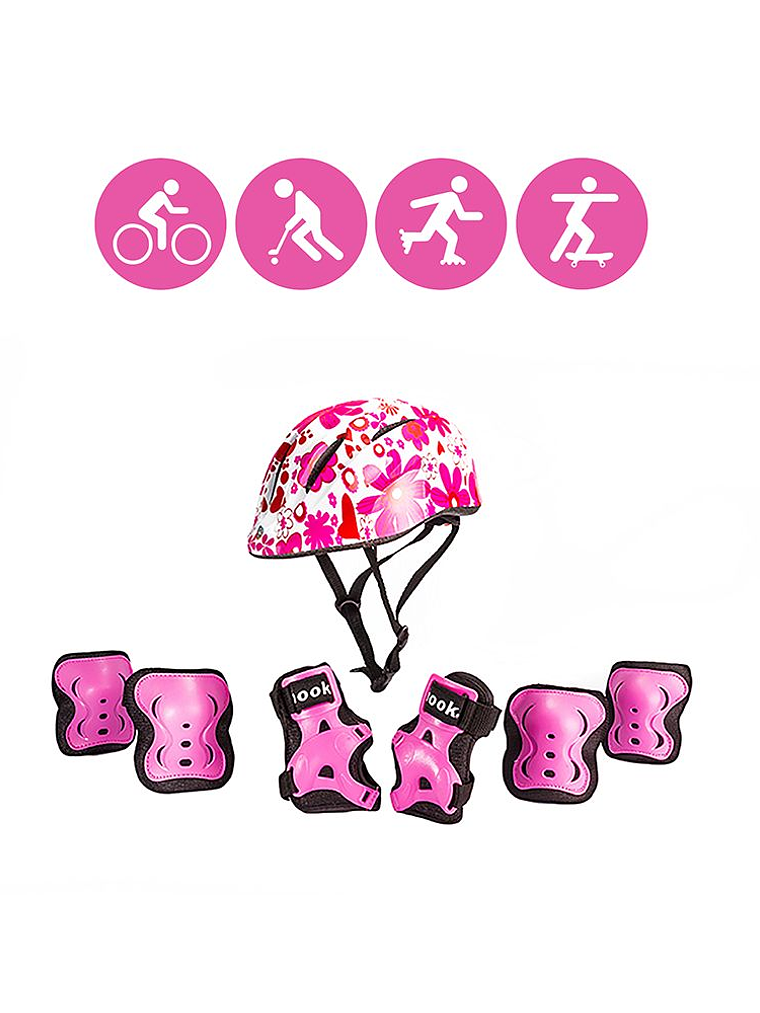 Set de casco y protecciones Hook Rosado HK-330 1