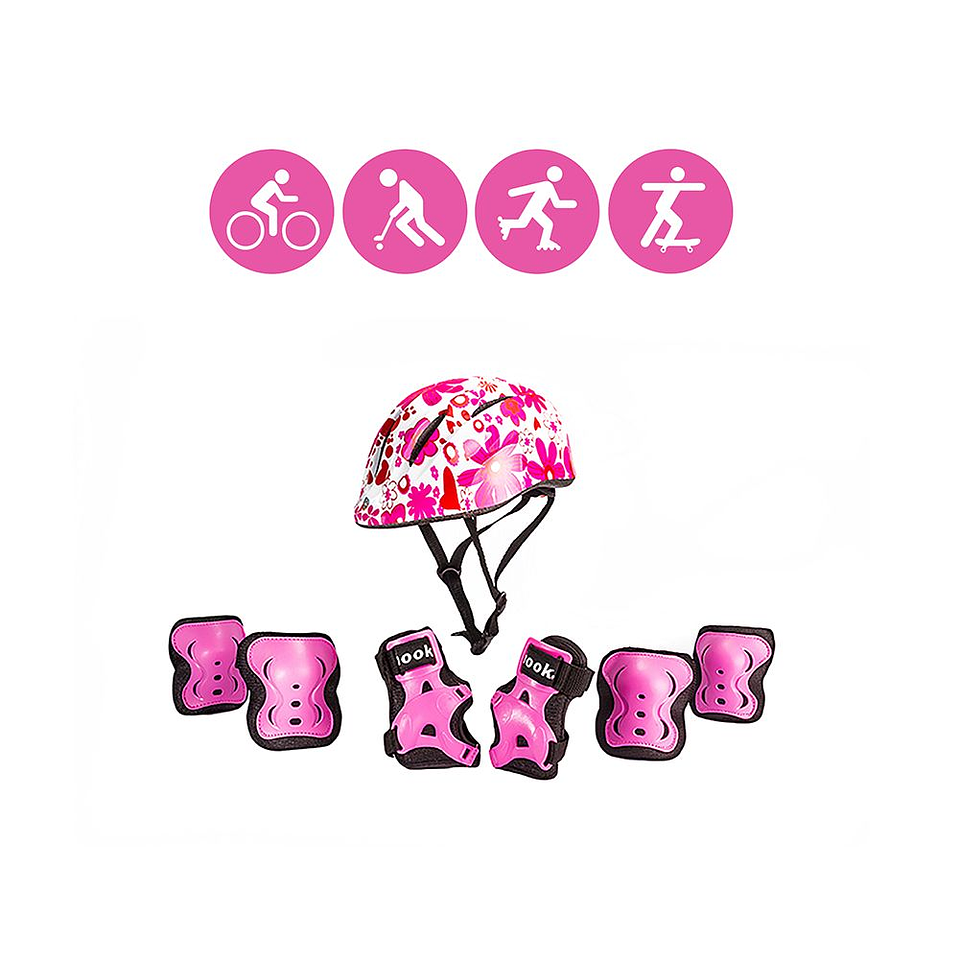 Set de casco y protecciones Hook Rosado HK-330 1