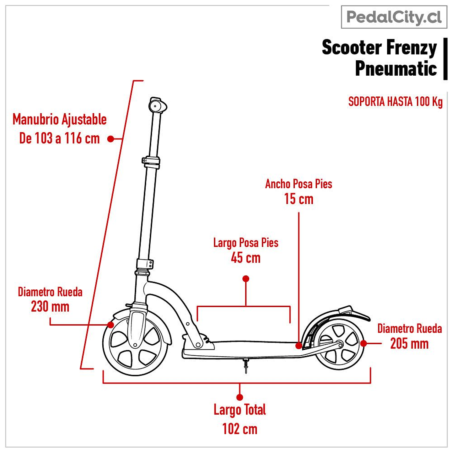 Scooter Frenzy Pneumatic Black Adulto 8