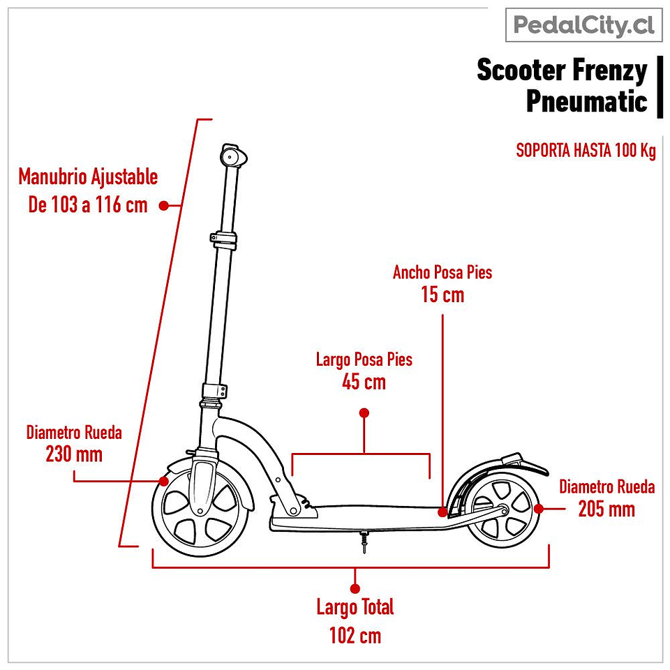 Scooter Frenzy Pneumatic Black Adulto 8