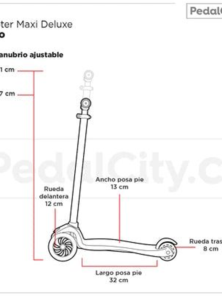 Scooter Maxi Deluxe LED Rojo 5
