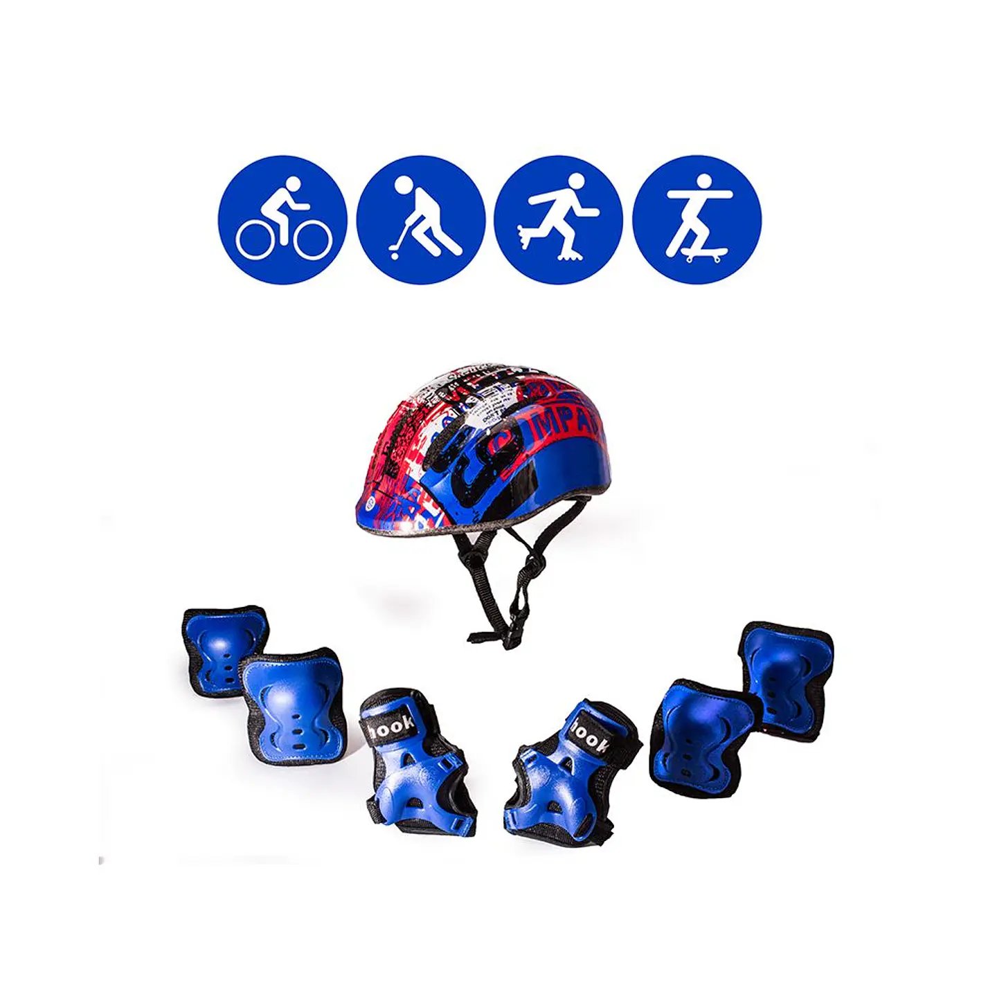 Set de casco y protecciones Hook Azul HK-331 1