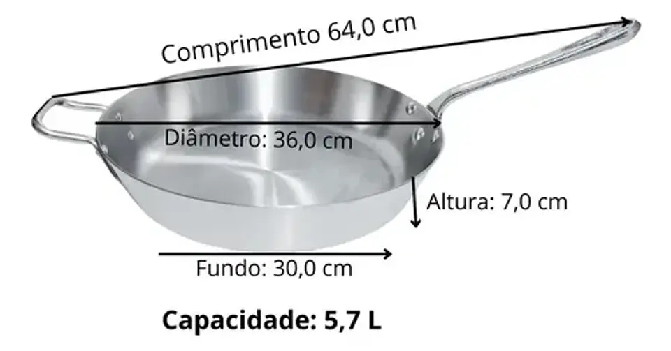 Frigideira Alumínio Restaurante N°36 Cozinha 7